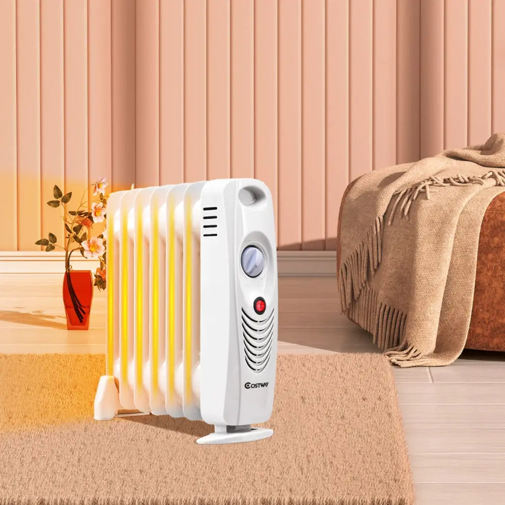 700 W Portable Mini Electric Oil-Filled Radiator Heater - White - Space Heaters