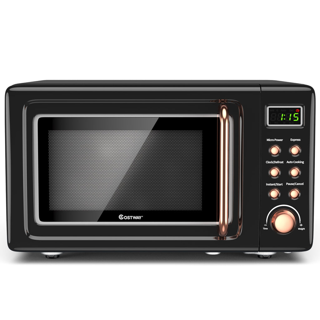 700W Retro Countertop Microwave Oven with 5 Micro Power and Auto Cooking Function-Golden