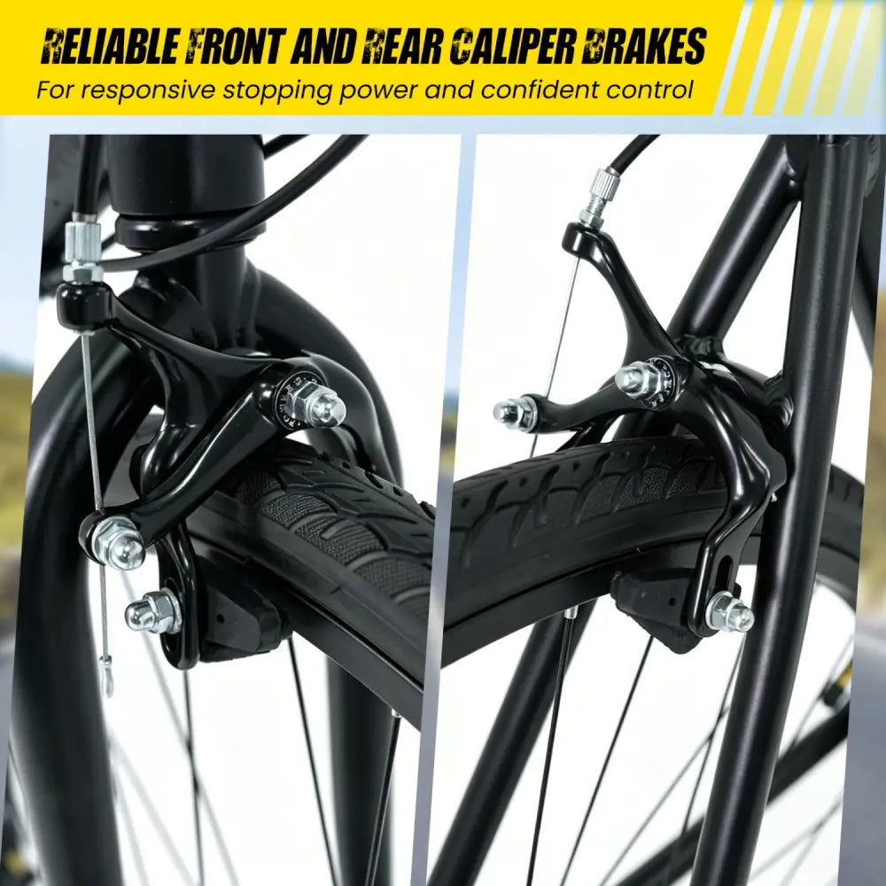 700C Hybrid Bike for Adult with 18-Speed Shimano Drivetrain and Phone Holder-Black - Black - Kids Bike