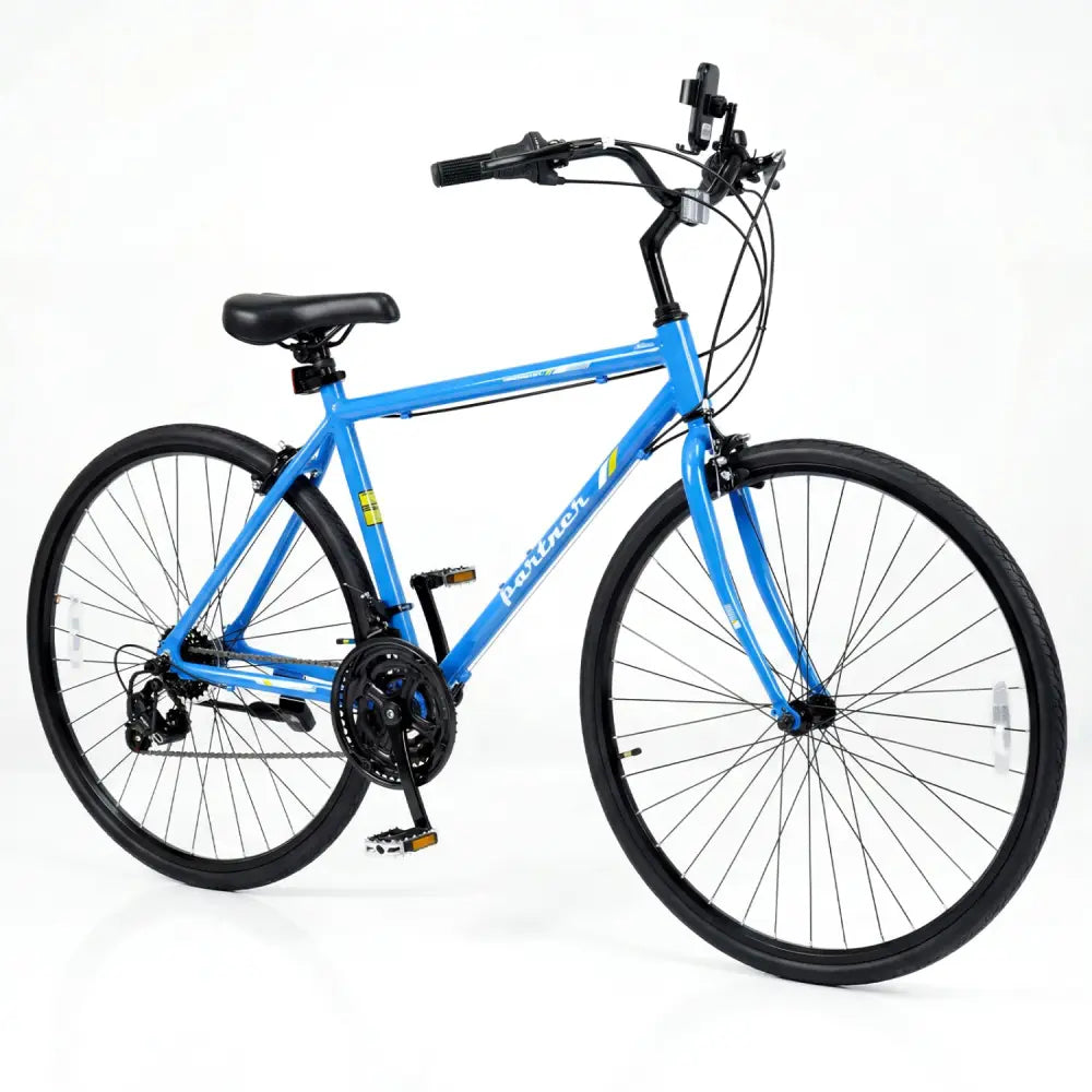 700C Hybrid Bike for Adult with 18-Speed Shimano Drivetrain and Phone Holder-Blue - Blue - Kids Bike