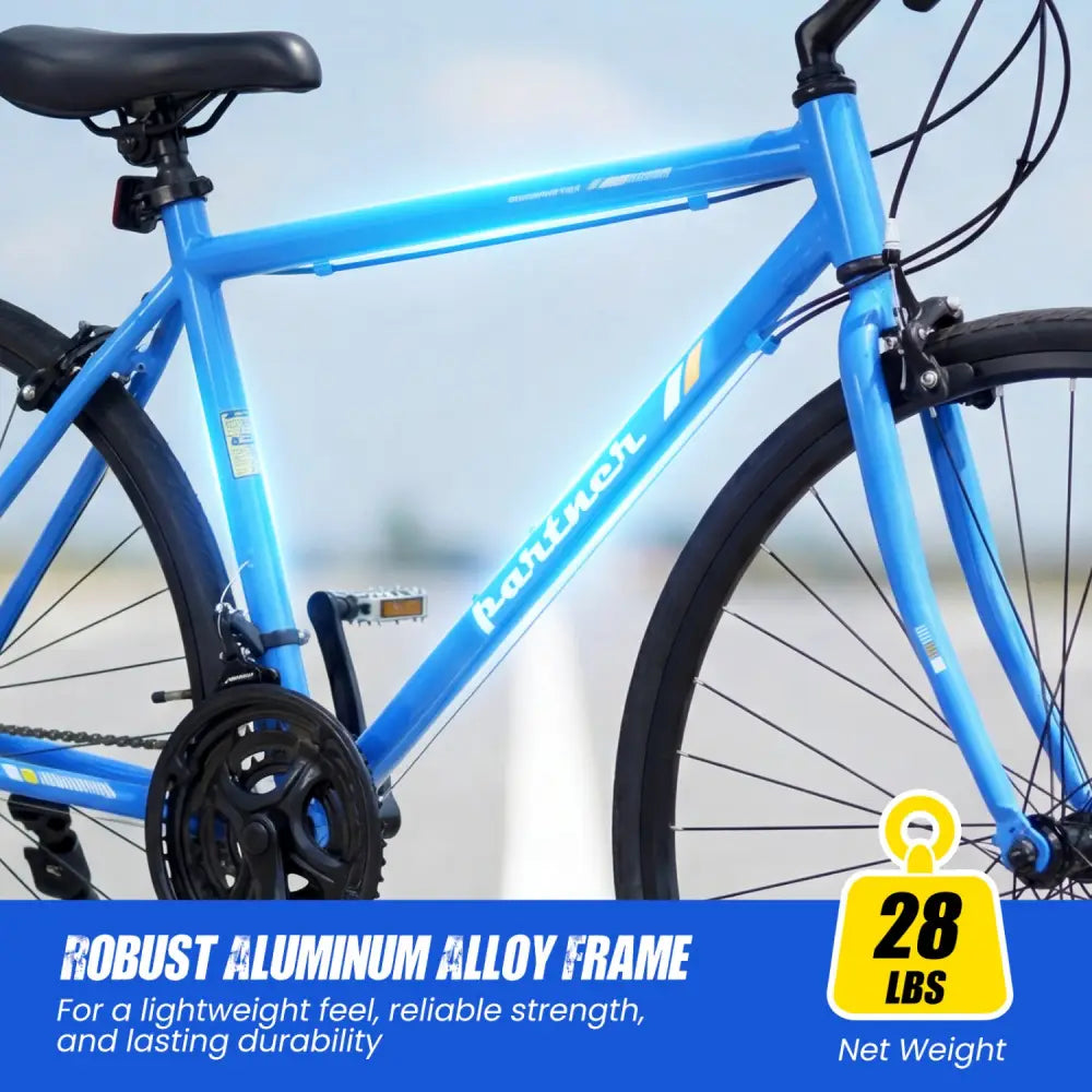 700C Hybrid Bike for Adult with 18-Speed Shimano Drivetrain and Phone Holder-Blue - Blue - Kids Bike