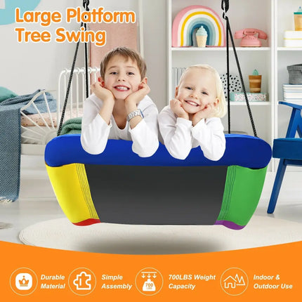 700lb Giant 60 Inch Platform Tree Swing for Kids and Adults-Multicolor - Multicolor - Swing & Playsets