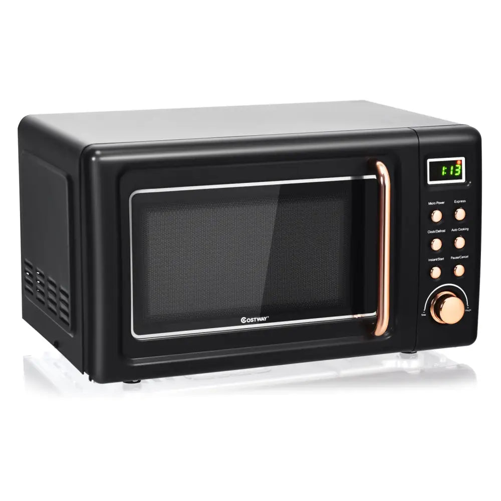 700W Retro Countertop Microwave Oven with 5 Micro Power and Auto Cooking Function-Golden - Golden - Toaster Ovens