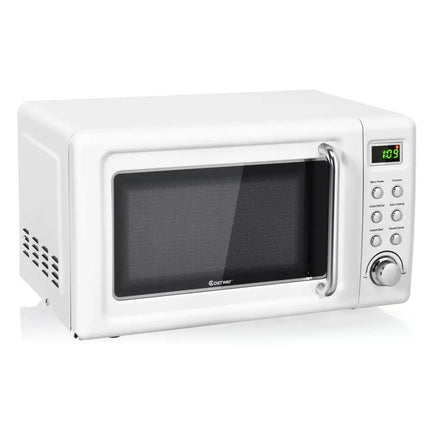 700W Retro Countertop Microwave Oven with 5 Micro Power and Auto Cooking Function-White Costway