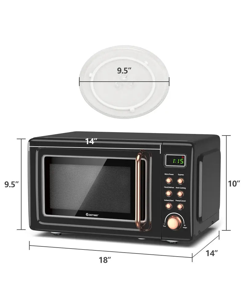700W Retro Countertop Microwave Oven with 5 Micro Power and Auto Cooking Function-Golden - Golden - Toaster Ovens