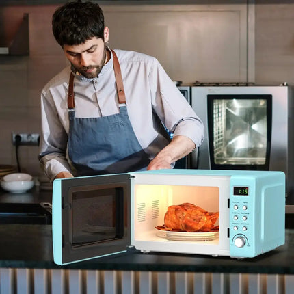 700W Retro Countertop Microwave Oven with 5 Micro Power and Auto Cooking Function-Green Costway