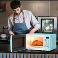 700W Retro Countertop Microwave Oven with 5 Micro Power and Auto Cooking Function-Green Costway
