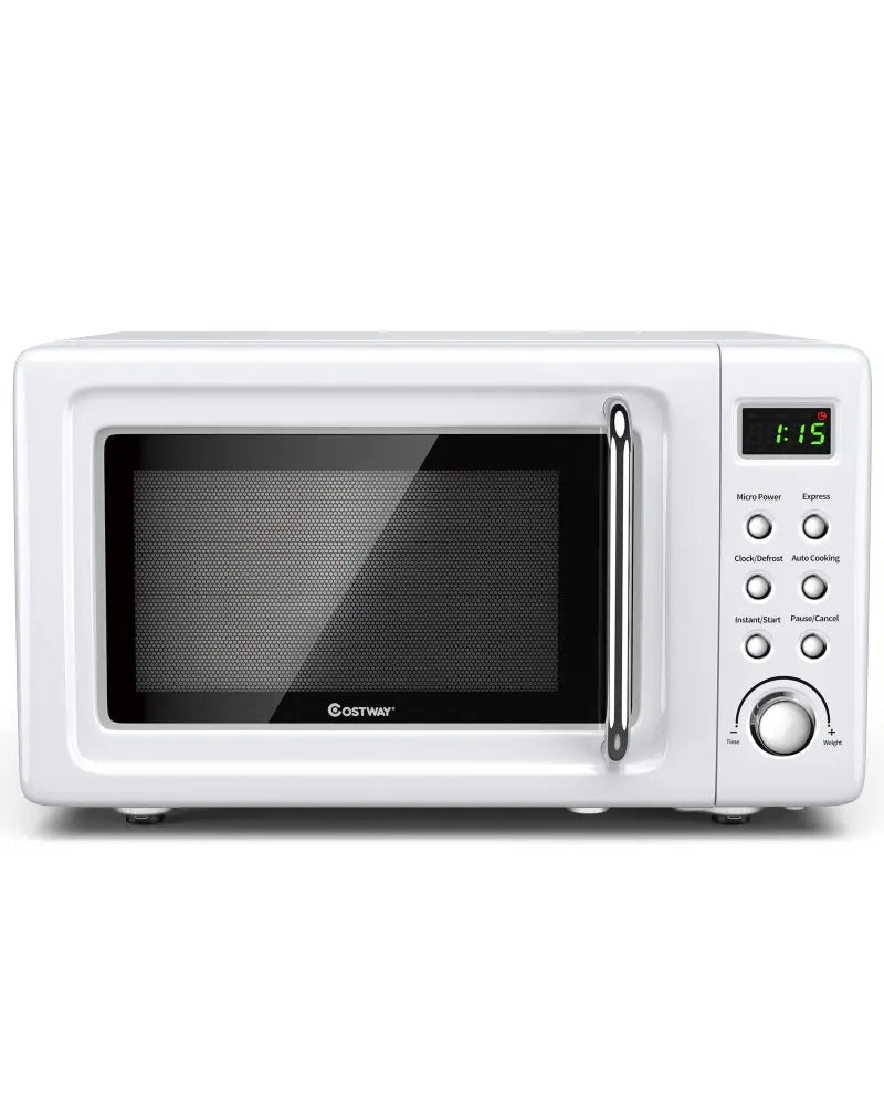 700W Retro Countertop Microwave Oven with 5 Micro Power and Auto Cooking Function-White - White - Toaster Ovens