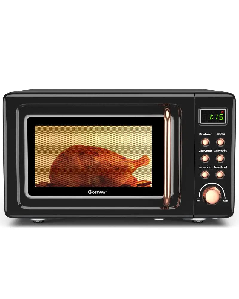 700W Retro Countertop Microwave Oven with 5 Micro Power and Auto Cooking Function-Golden - Golden - Toaster Ovens