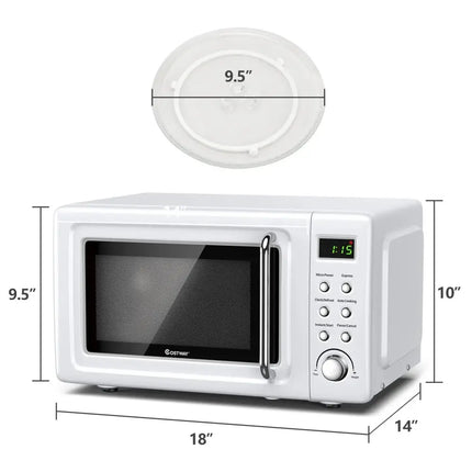 700W Retro Countertop Microwave Oven with 5 Micro Power and Auto Cooking Function-White Costway