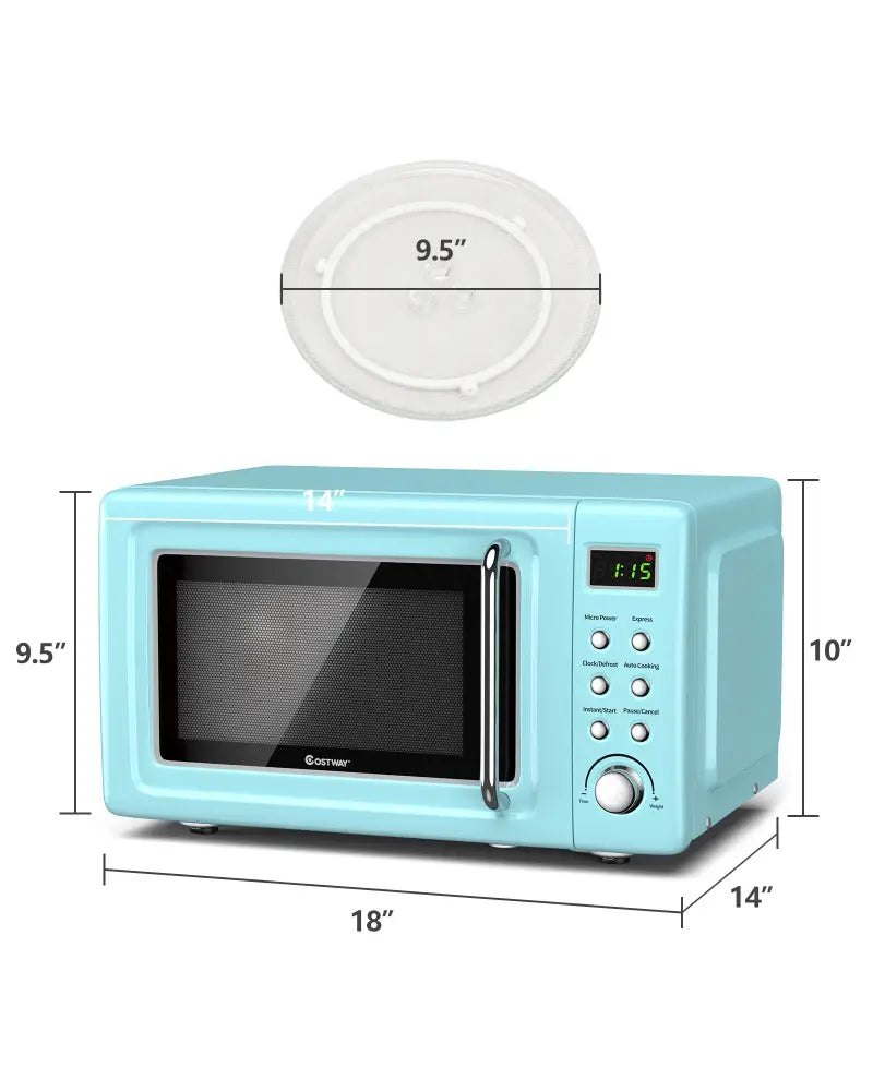 700W Retro Countertop Microwave Oven with 5 Micro Power and Auto Cooking Function-Green - Green - Toaster Ovens