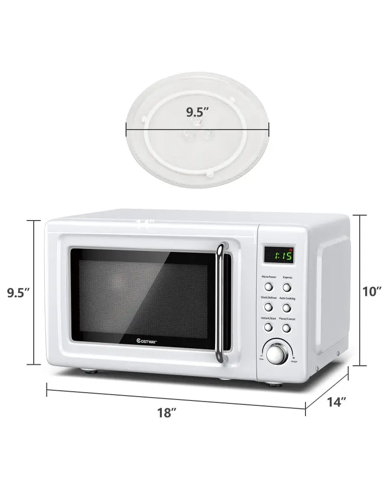 700W Retro Countertop Microwave Oven with 5 Micro Power and Auto Cooking Function-White - White - Toaster Ovens