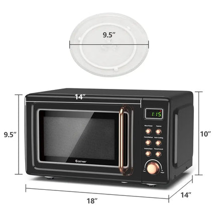 700W Retro Countertop Microwave Oven with 5 Micro Power and Auto Cooking Function-Golden Costway