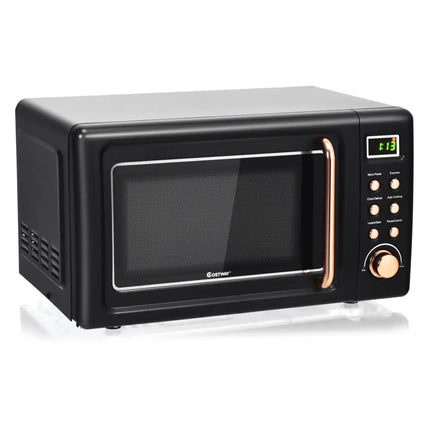 700W Retro Countertop Microwave Oven with 5 Micro Power and Auto Cooking Function-Golden Costway