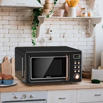 700W Retro Countertop Microwave Oven with 5 Micro Power and Auto Cooking Function-Golden Costway