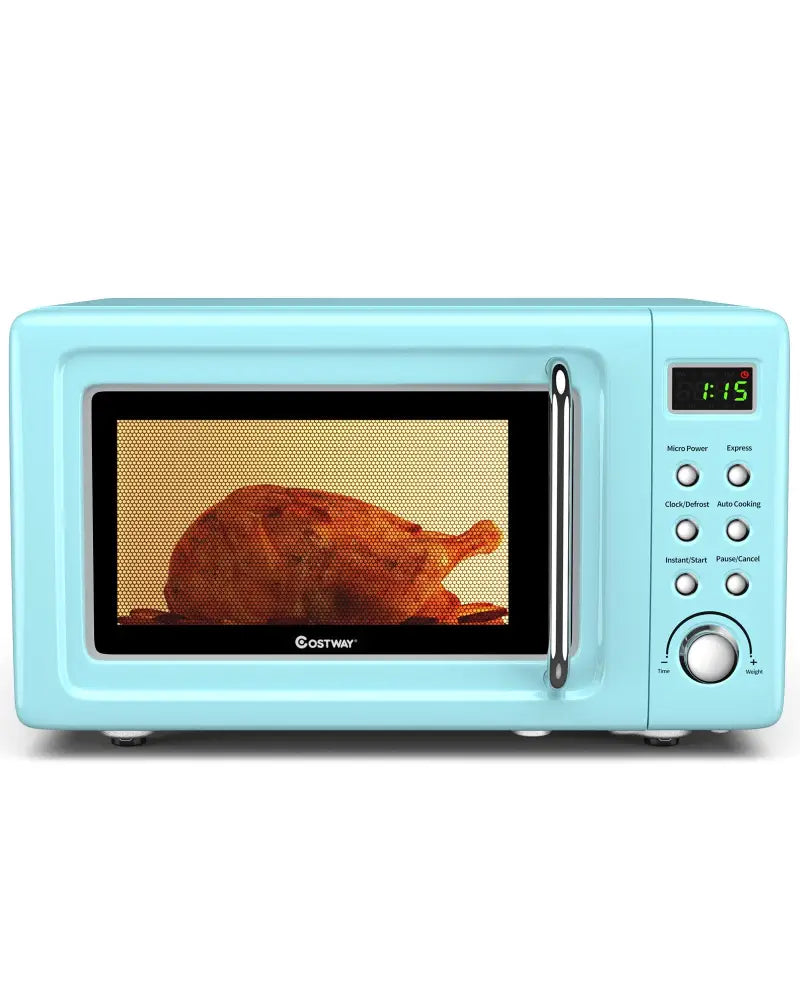 700W Retro Countertop Microwave Oven with 5 Micro Power and Auto Cooking Function-Green - Green - Toaster Ovens