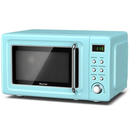 700W Retro Countertop Microwave Oven with 5 Micro Power and Auto Cooking Function-Green Costway