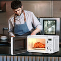 700W Retro Countertop Microwave Oven with 5 Micro Power and Auto Cooking Function-White - White - Toaster Ovens