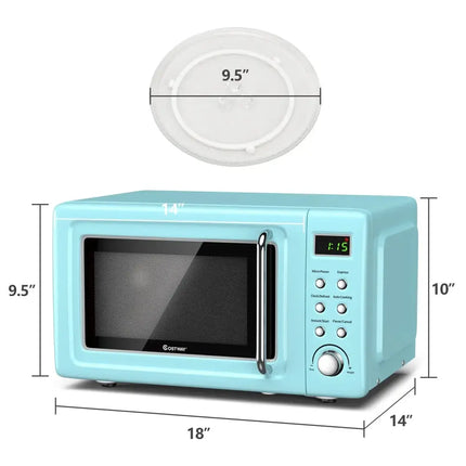 700W Retro Countertop Microwave Oven with 5 Micro Power and Auto Cooking Function-Green Costway