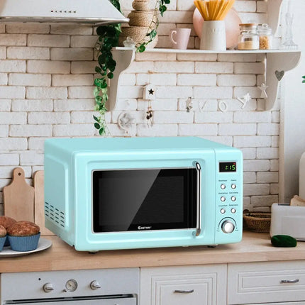 700W Retro Countertop Microwave Oven with 5 Micro Power and Auto Cooking Function-Green Costway