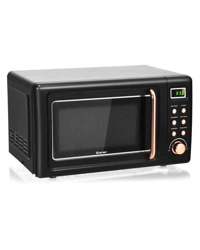 700W Retro Countertop Microwave Oven with 5 Micro Power and Auto Cooking Function-Golden - Golden - Toaster Ovens