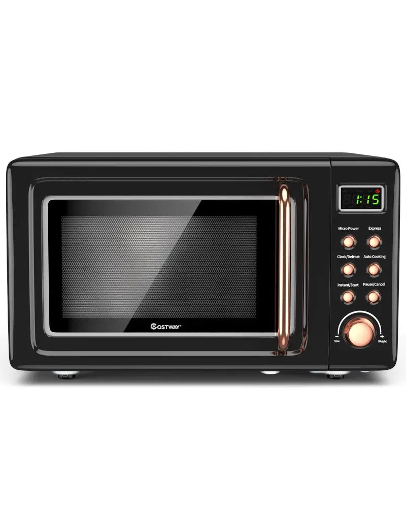 700W Retro Countertop Microwave Oven with 5 Micro Power and Auto Cooking Function-Golden - Golden - Toaster Ovens