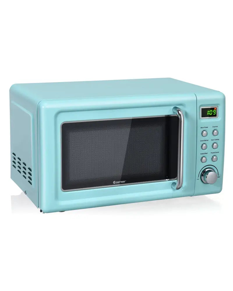 700W Retro Countertop Microwave Oven with 5 Micro Power and Auto Cooking Function-Green - Green - Toaster Ovens
