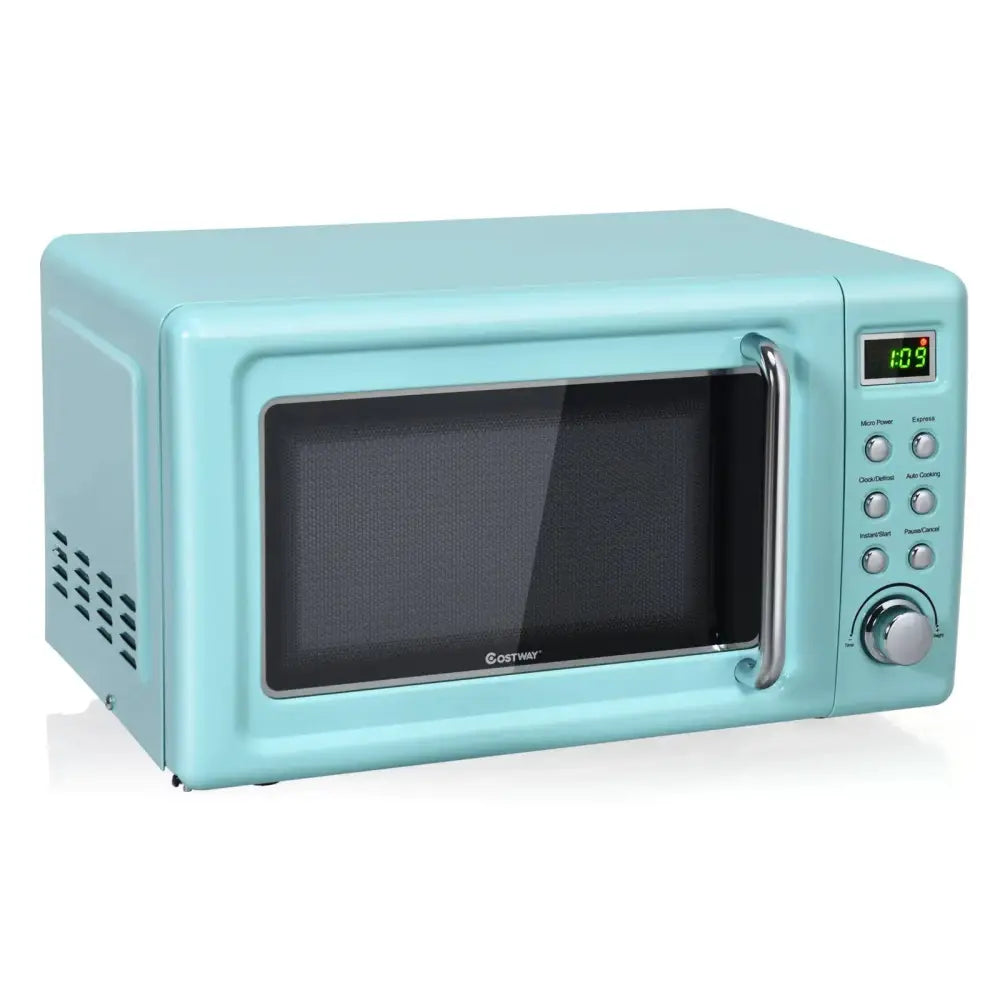 700W Retro Countertop Microwave Oven with 5 Micro Power and Auto Cooking Function-Green Costway