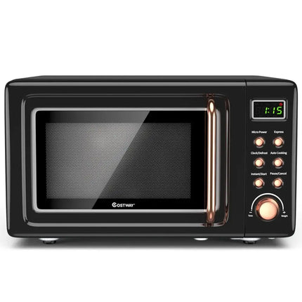 700W Retro Countertop Microwave Oven with 5 Micro Power and Auto Cooking Function-Golden Costway