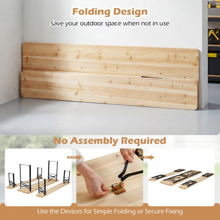 70 Inch 3-Piece Folding Picnic Table with Benches for 6 Fir Wood Portable Bear Camping Table-Black