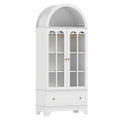 71.5 Inch Arched Cabinet 5-Tier with Tempered Glass Doors and Wine Rack-White - White - Sideboards Cabinets & Buffets