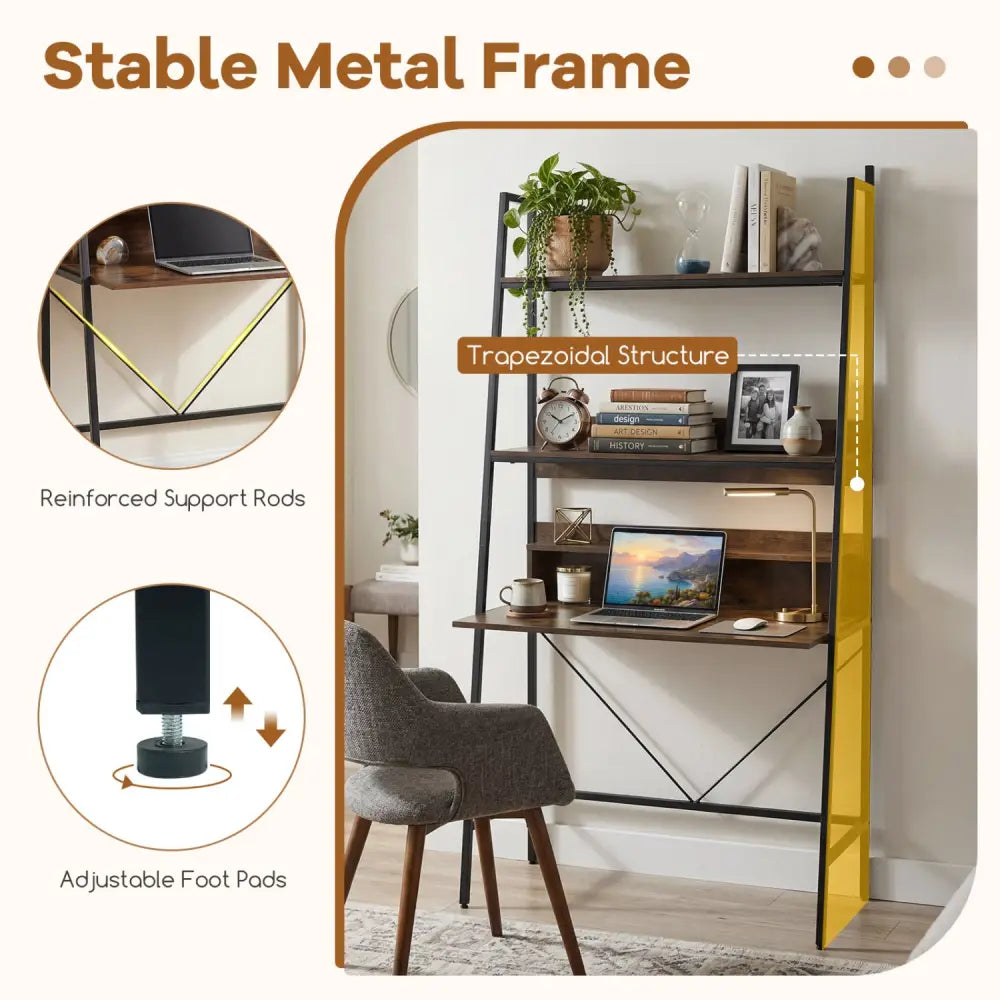 71€ High Freestanding Laptop Desk with Open Shelves for Living Room Bedroom Study-Brown - Brown - Laptop Tables &