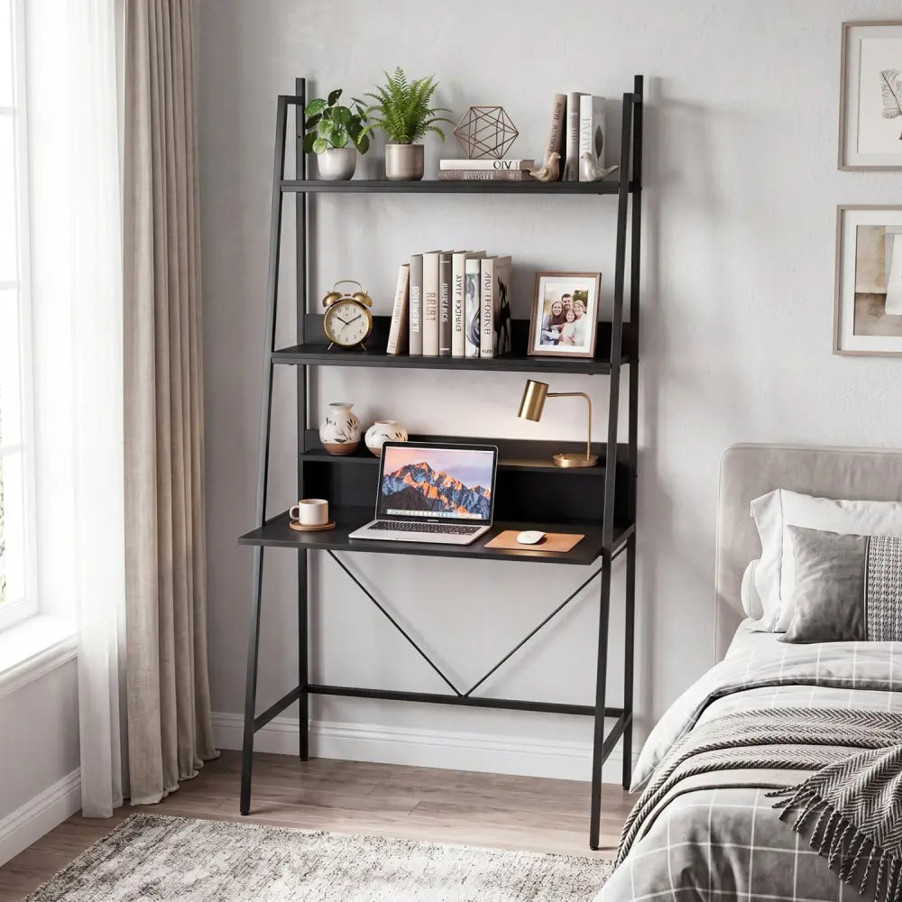 71€ High Freestanding Laptop Desk with Open Shelves for Living Room Bedroom Study-Black - Black - Laptop Tables &
