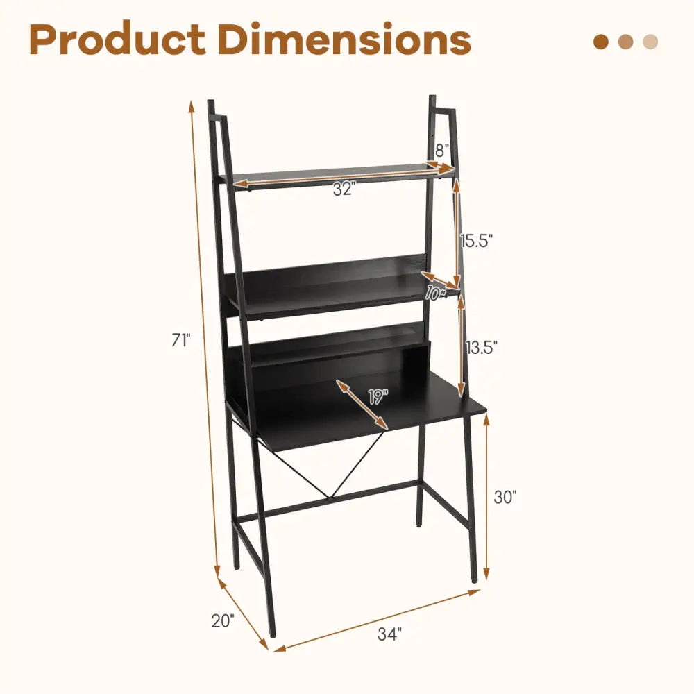71€ High Freestanding Laptop Desk with Open Shelves for Living Room Bedroom Study-Black - Black - Laptop Tables &