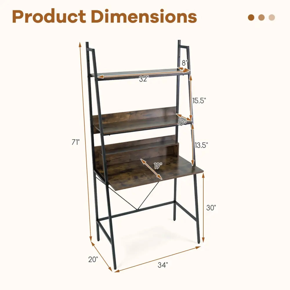 71€ High Freestanding Laptop Desk with Open Shelves for Living Room Bedroom Study-Brown - Brown - Laptop Tables &