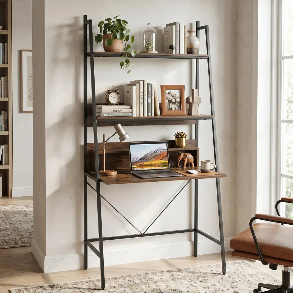 71€ High Freestanding Laptop Desk with Open Shelves for Living Room Bedroom Study-Brown - Brown - Laptop Tables &
