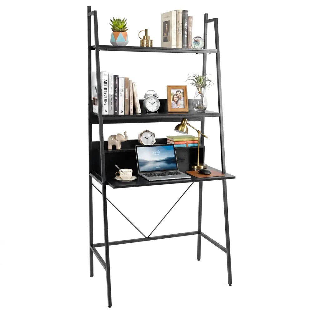 71€ High Freestanding Laptop Desk with Open Shelves for Living Room Bedroom Study-Black - Black - Laptop Tables &