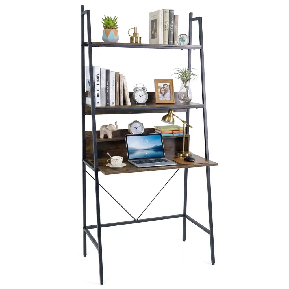 71€ High Freestanding Laptop Desk with Open Shelves for Living Room Bedroom Study-Brown - Brown - Laptop Tables &