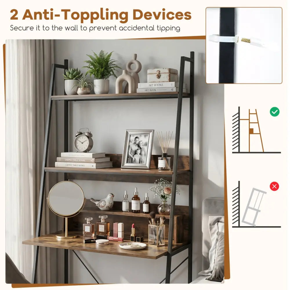 71€ High Freestanding Laptop Desk with Open Shelves for Living Room Bedroom Study-Brown - Brown - Laptop Tables &