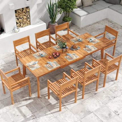 71 Inch-94 Inch 6-8 People Patio Extendable Dining Table - Natural - Patio Dining Tables