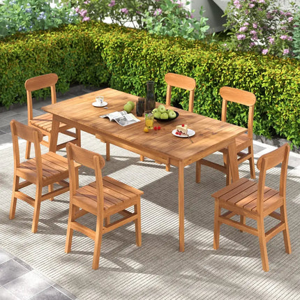 71 Inch-94 Inch 6-8 People Patio Extendable Dining Table - Natural - Patio Dining Tables