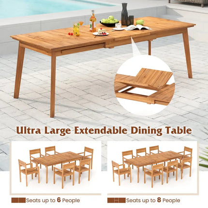 71 Inch-94 Inch 6-8 People Patio Extendable Dining Table - Natural - Patio Dining Tables