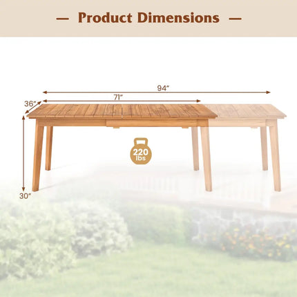 71 Inch-94 Inch 6-8 People Patio Extendable Dining Table - Natural - Patio Dining Tables