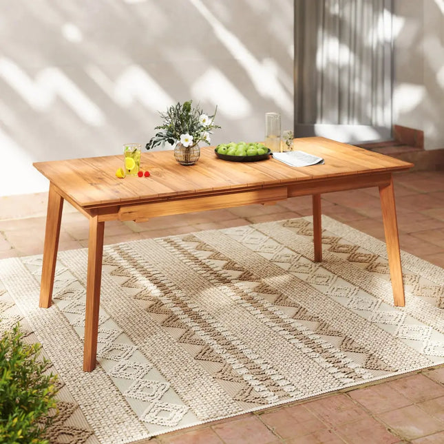 71 Inch-94 Inch 6-8 People Patio Extendable Dining Table - Natural - Patio Dining Tables
