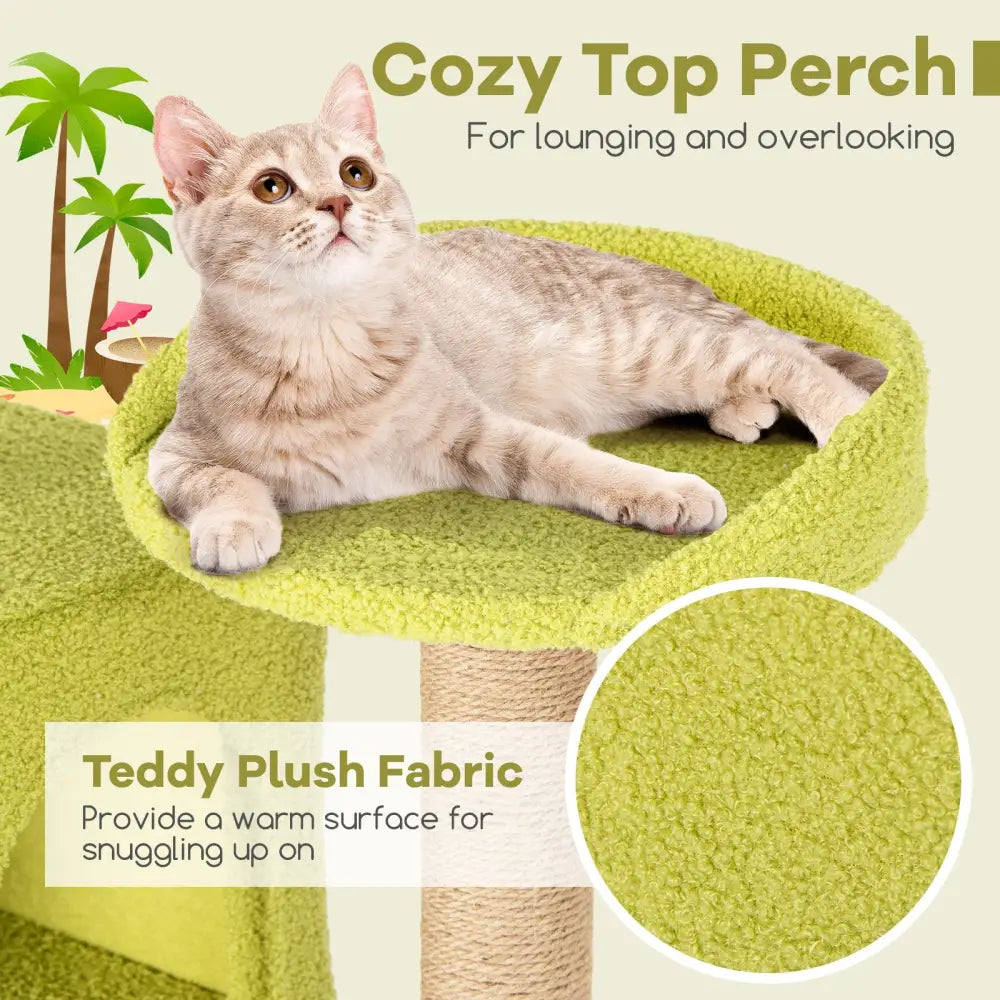 71 Inch Cat Tree Multi-Level Aesthetic Beach-Themed Kitten Tower-Colorful - Multicolor - Cat Trees Condos & Scratchers