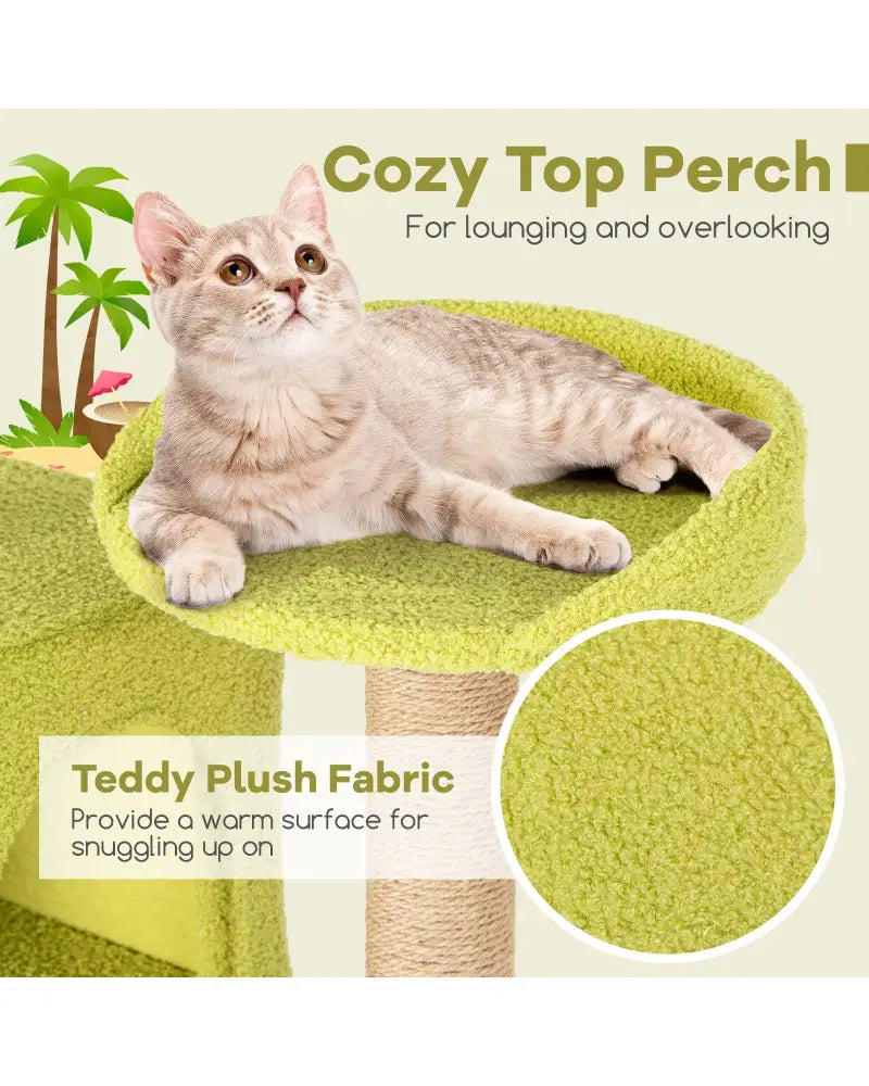 71 Inch Cat Tree Multi-Level Aesthetic Beach-Themed Kitten Tower-Colorful - Multicolor - Cat Trees Condos & Scratchers