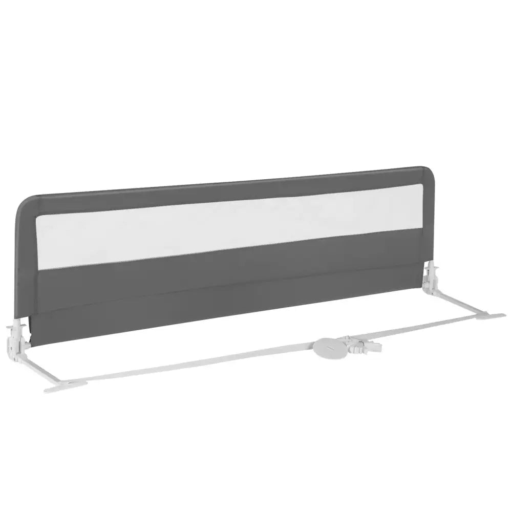 71 Inch Extra Long Swing Down Bed Guardrail with Safety Straps-Gray - Gray - Bed Rails