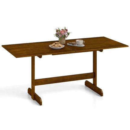 71 Inch Farmhouse Dining Table Wooden Kitchen Table for 6-8 with Rubber Wood Legs-Walnut - Walnut - Dining Tables