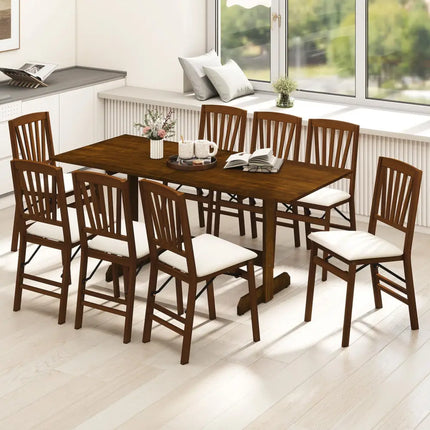 71 Inch Farmhouse Dining Table Wooden Kitchen Table for 6-8 with Rubber Wood Legs-Walnut - Walnut - Dining Tables