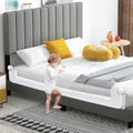 71-Inch Foldable Bed Rail Swing Down Baby Bed Guard Rail with Adjustable Safety Strap-White - White - Bed Rails